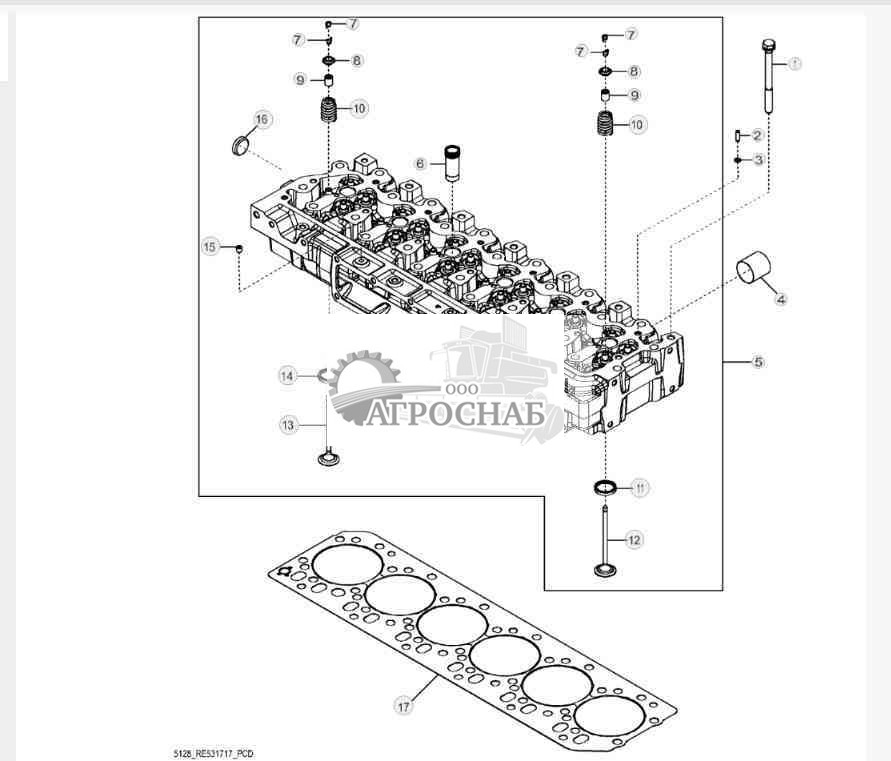 5128 Головка блока цилиндров с клапанами 